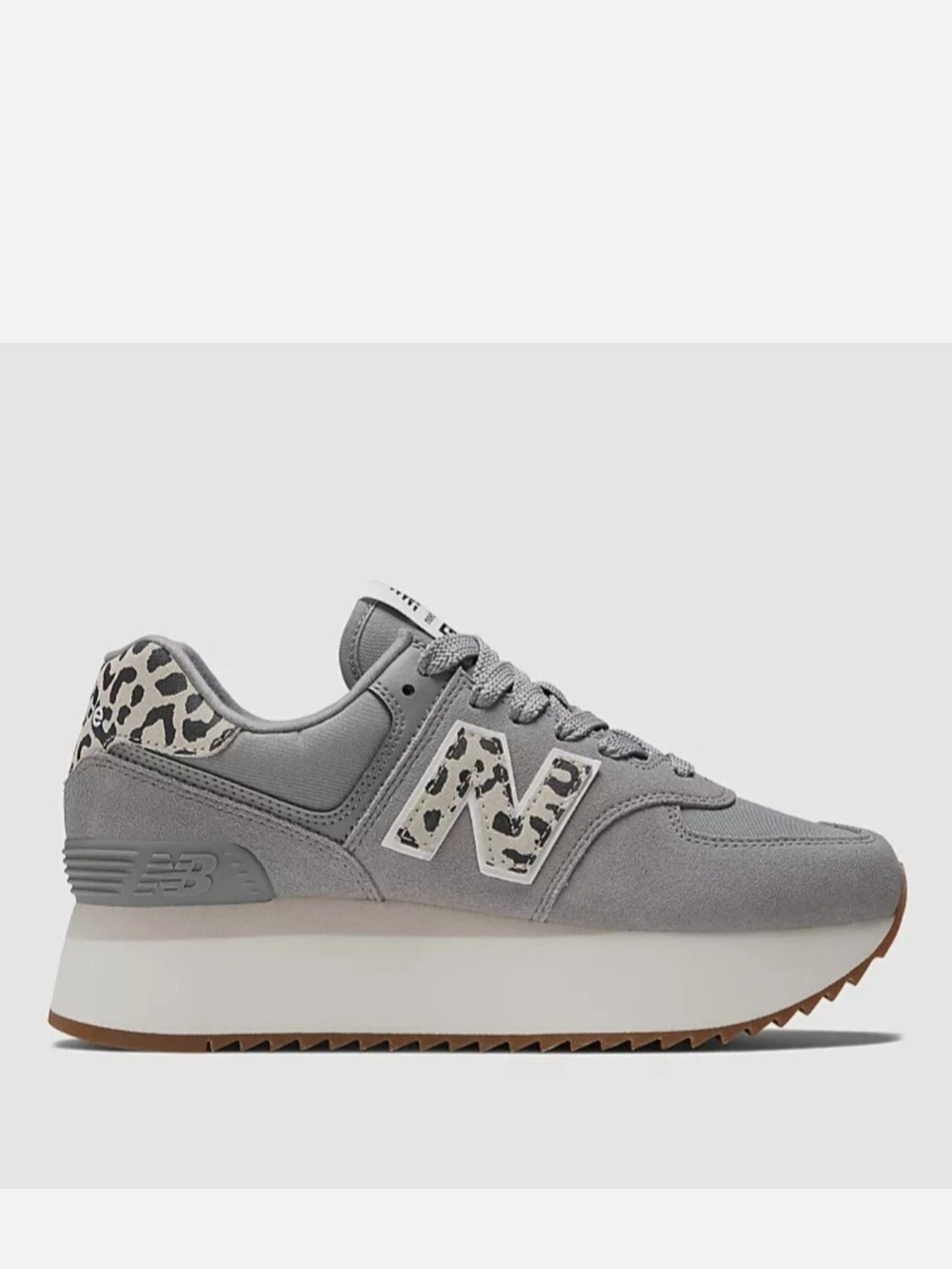 New Balance 574 Platform Sneakers Grey Leopard Size 10